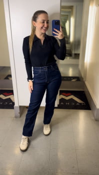 CALÇA JEANS ESCURO RETA 