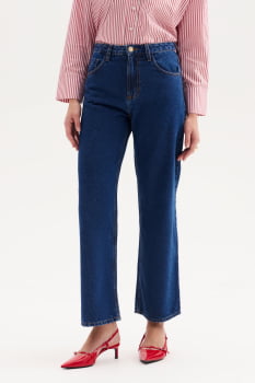 CALÇA JEANS FLOR DE LIS WIDE CROPPED