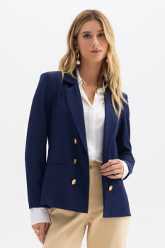 BLAZER AZUL MARINHO FLOR DE LIS 