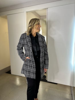 CASACO TWEED FLOR DE LIZ - PRETO E BEGE