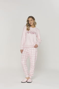 PIJAMA EM PLUSH ROSA 