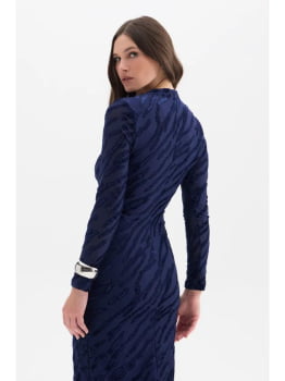 VESTIDO MIDI COM MANGA E BRILHO